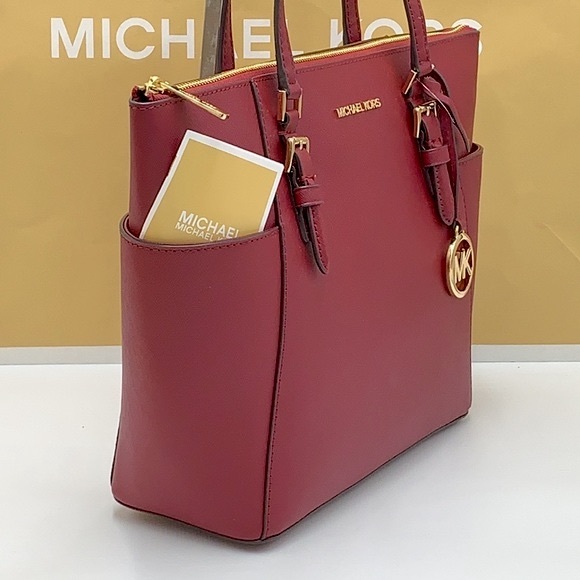 NWT MICHAEL KORS CHARLOTTE LARGE TOP ZIP TOTE BAG Dark Cherry COLOR NWT - Picture 10 of 16